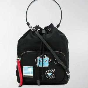 PRADA  1BH038 BLACK ROBOT TESSUTO BUCKET PRE OWNED